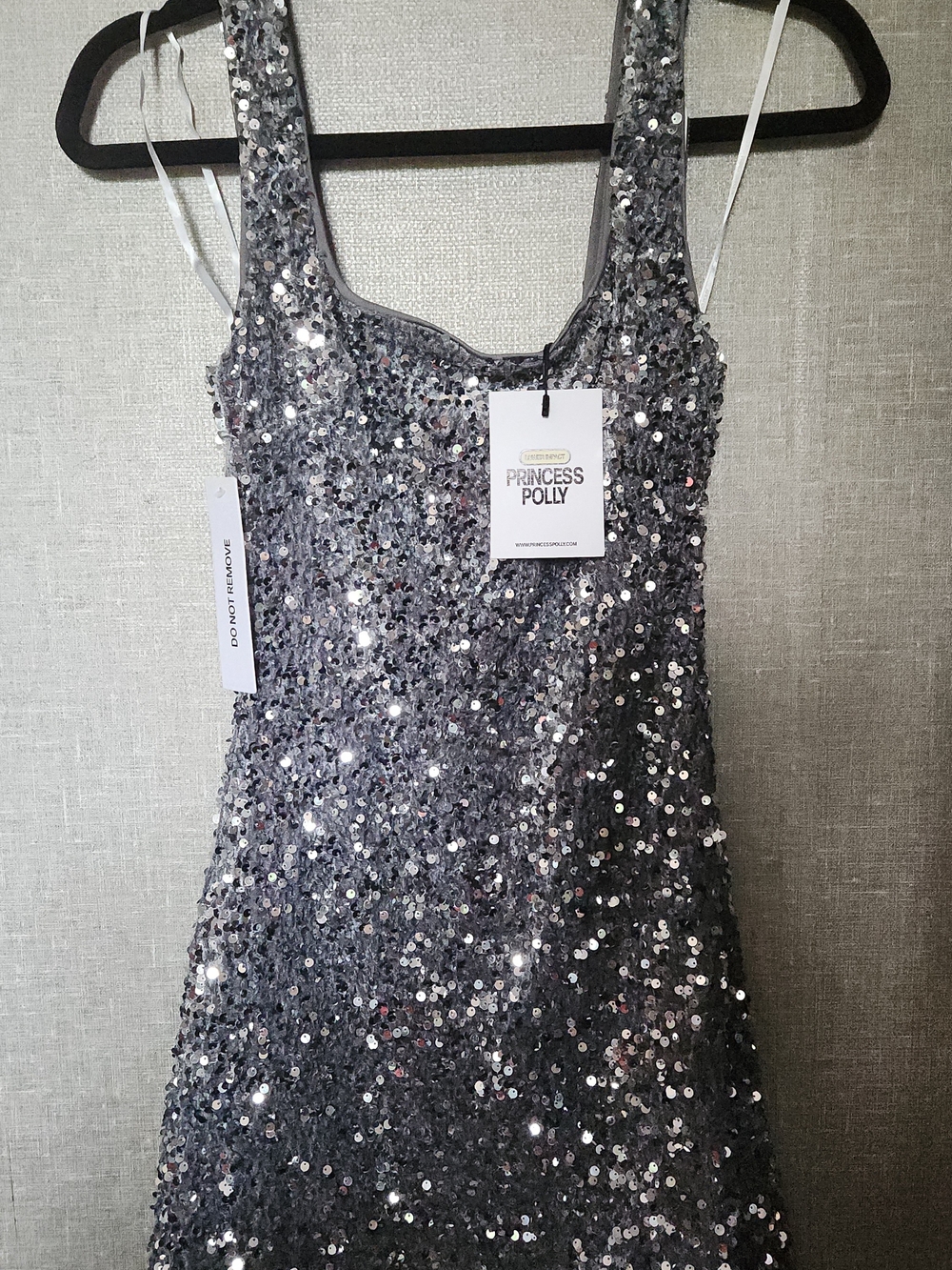 Princess Polly Silver Sequin Tank Dress